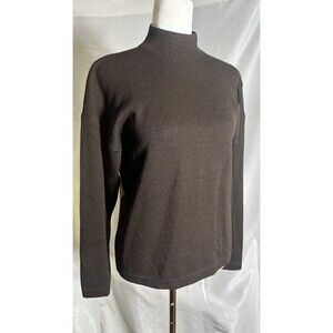 St John Knit Mock Neck Brown Sweater Sz 6